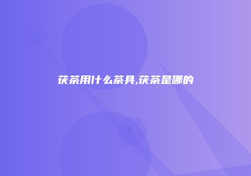茯茶用什么茶具,茯茶是哪的