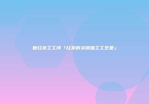 做红茶工工序「红茶的关键加工工艺是」