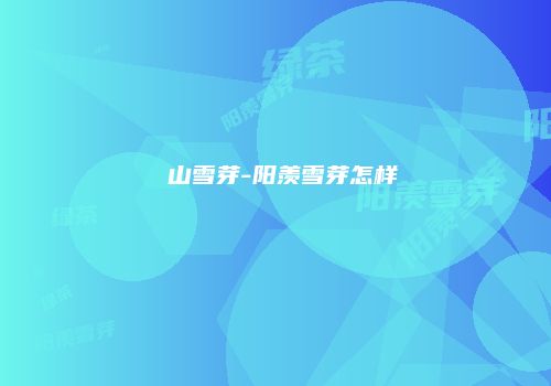 磻山雪芽-阳羡雪芽怎样
