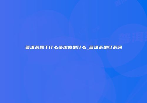 普洱茶属于什么茶功效是什么_普洱茶是红茶吗