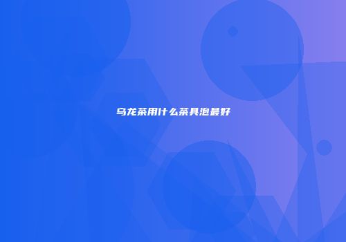 乌龙茶用什么茶具泡最好
