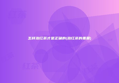 怎样泡红茶才是正确的(泡红茶的重量)