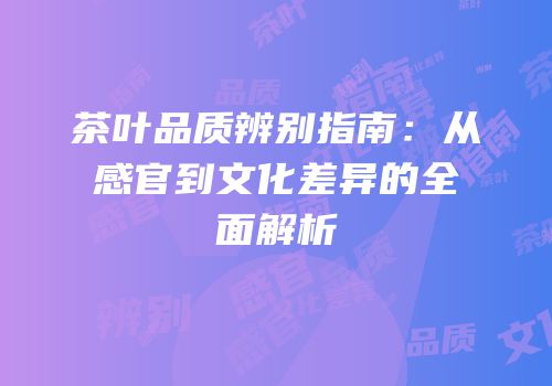 茶叶品质辨别指南：从感官到文化差异的全面解析