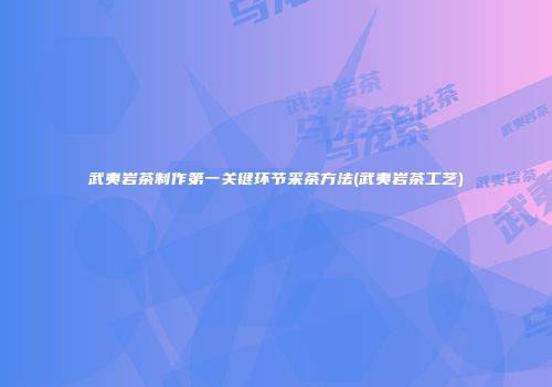 武夷岩茶制作第一关键环节采茶方法(武夷岩茶工艺)