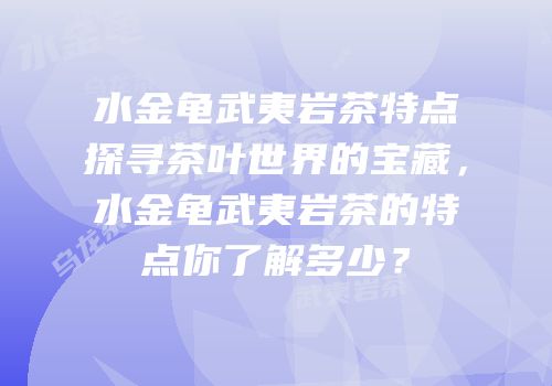 水金龟武夷岩茶特点探寻茶叶世界的宝藏，水金龟武夷岩茶的特点你了解多少？