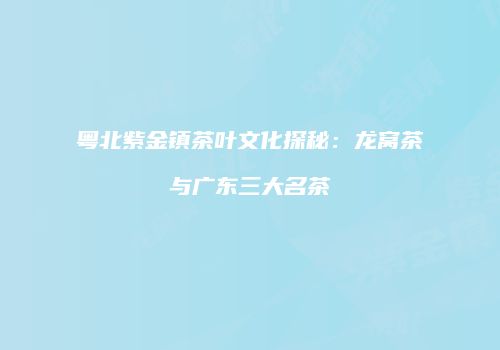 粤北紫金镇茶叶文化探秘：龙窝茶与广东三大名茶