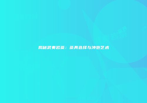 揭秘武夷岩茶：茶具选择与冲泡艺术