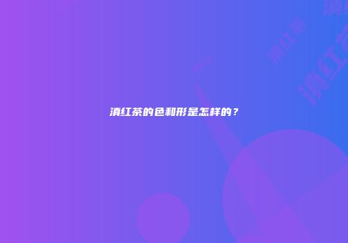 滇红茶的色和形是怎样的？