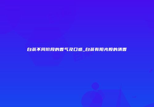 白茶不同阶段的香气及口感_白茶有阳光般的清香