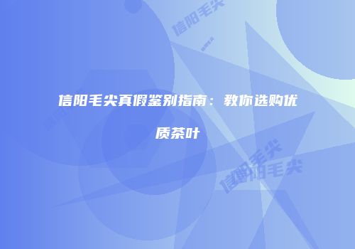 信阳毛尖真假鉴别指南：教你选购优质茶叶