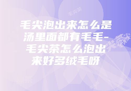 毛尖泡出来怎么是汤里面都有毛毛-毛尖茶怎么泡出来好多绒毛呀