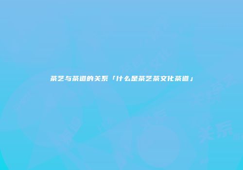 茶艺与茶道的关系「什么是茶艺茶文化茶道」