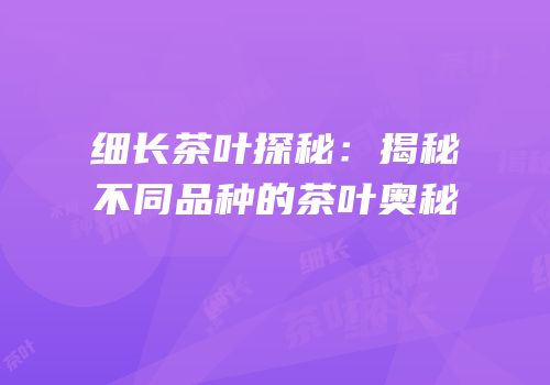 细长茶叶探秘：揭秘不同品种的茶叶奥秘