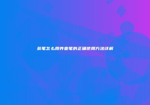 茶笔怎么用养壶笔的正确使用方法详解