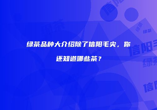绿茶品种大介绍除了信阳毛尖，你还知道哪些茶？