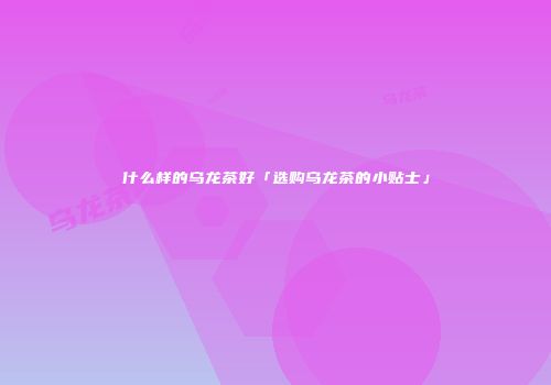 什么样的乌龙茶好「选购乌龙茶的小贴士」