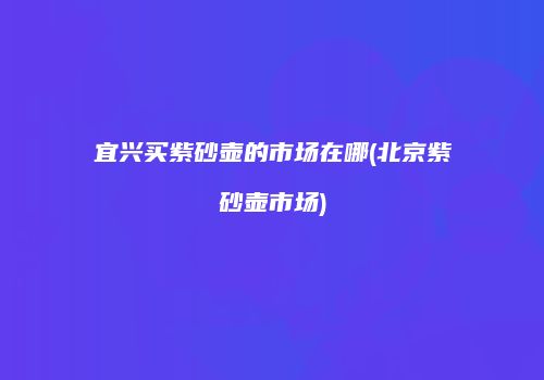 宜兴买紫砂壶的市场在哪(北京紫砂壶市场)