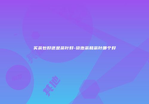 买茶包好还是茶叶好-袋泡茶和茶叶哪个好