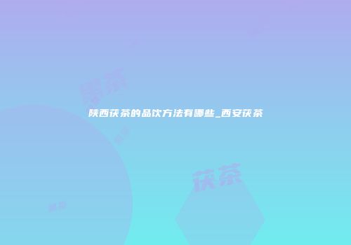 陕西茯茶的品饮方法有哪些_西安茯茶