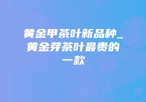 黄金甲茶叶新品种_黄金芽茶叶最贵的一款