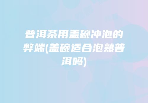 普洱茶用盖碗冲泡的弊端(盖碗适合泡熟普洱吗)