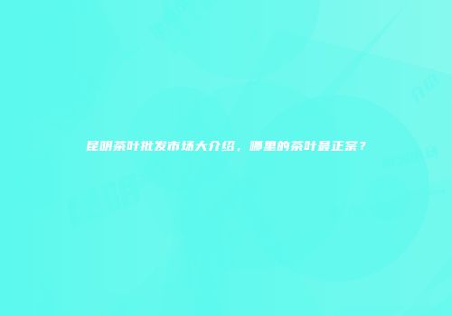昆明茶叶批发市场大介绍，哪里的茶叶最正宗？