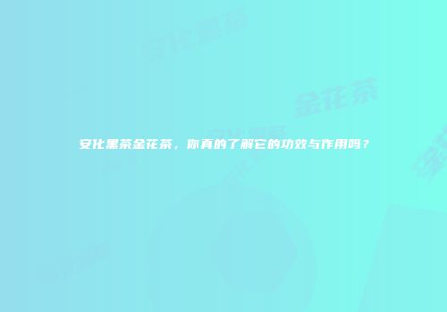 安化黑茶金花茶，你真的了解它的功效与作用吗？
