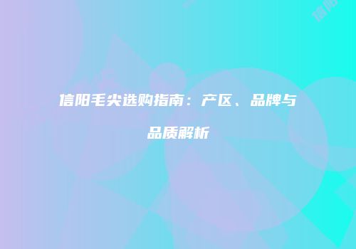 信阳毛尖选购指南：产区、品牌与品质解析