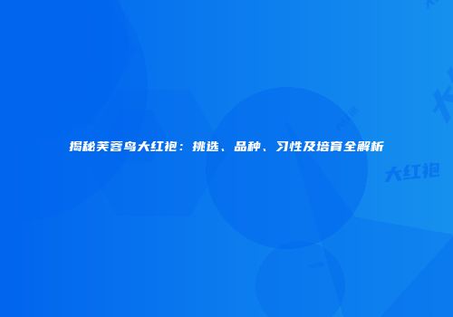 揭秘芙蓉鸟大红袍：挑选、品种、习性及培育全解析