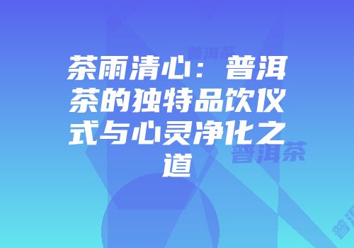 茶雨清心：普洱茶的独特品饮仪式与心灵净化之道