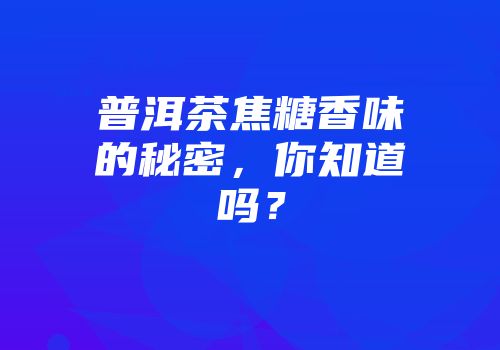 普洱茶焦糖香味的秘密，你知道吗？