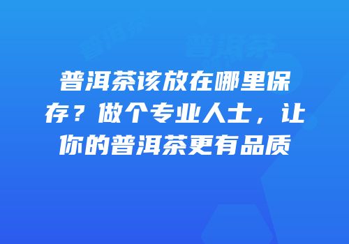 普洱茶该放在哪里保存？做个专业人士，让你的普洱茶更有品质