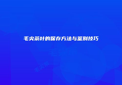 毛尖茶叶的保存方法与鉴别技巧