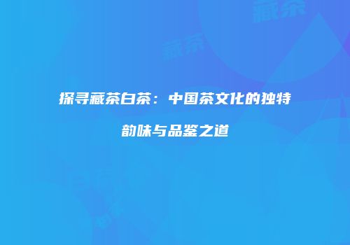 探寻藏茶白茶：中国茶文化的独特韵味与品鉴之道