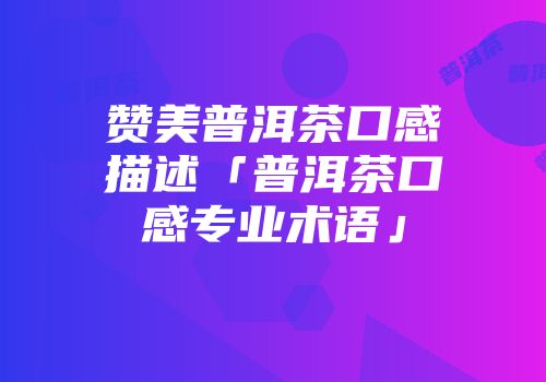 赞美普洱茶口感描述「普洱茶口感专业术语」