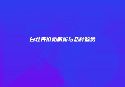 白牡丹价格解析与品种鉴赏