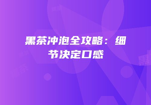 黑茶冲泡全攻略：细节决定口感