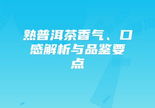熟普洱茶香气、口感解析与品鉴要点