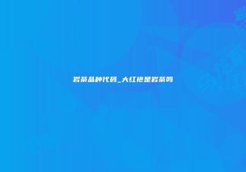 岩茶品种代码_大红袍是岩茶吗