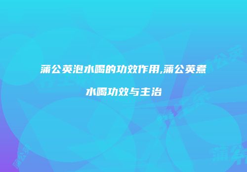 蒲公英泡水喝的功效作用,蒲公英煮水喝功效与主治