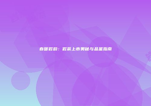 春暖岩韵：岩茶上市奥秘与品鉴指南