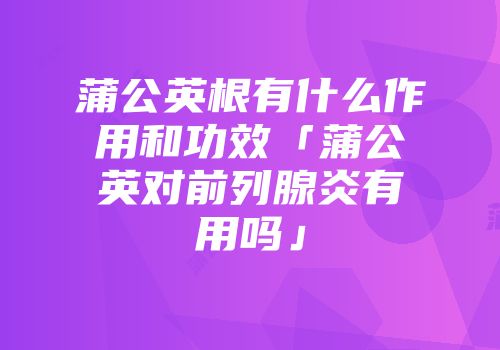蒲公英根有什么作用和功效「蒲公英对前列腺炎有用吗」
