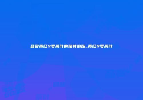 品尝英红9号茶叶的独特韵味_英红9号茶叶