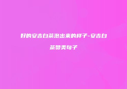好的安吉白茶泡出来的样子-安吉白茶赞美句子