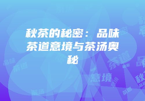 秋茶的秘密：品味茶道意境与茶汤奥秘
