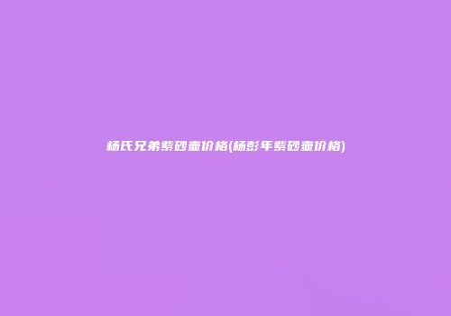 杨氏兄弟紫砂壶价格(杨彭年紫砂壶价格)
