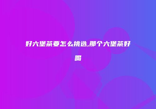 好六堡茶要怎么挑选,那个六堡茶好喝