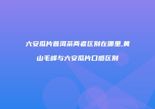 六安瓜片普洱茶两者区别在哪里,黄山毛峰与六安瓜片口感区别