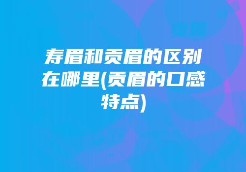 寿眉和贡眉的区别在哪里(贡眉的口感特点)