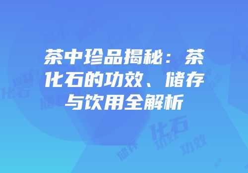 茶中珍品揭秘：茶化石的功效、储存与饮用全解析